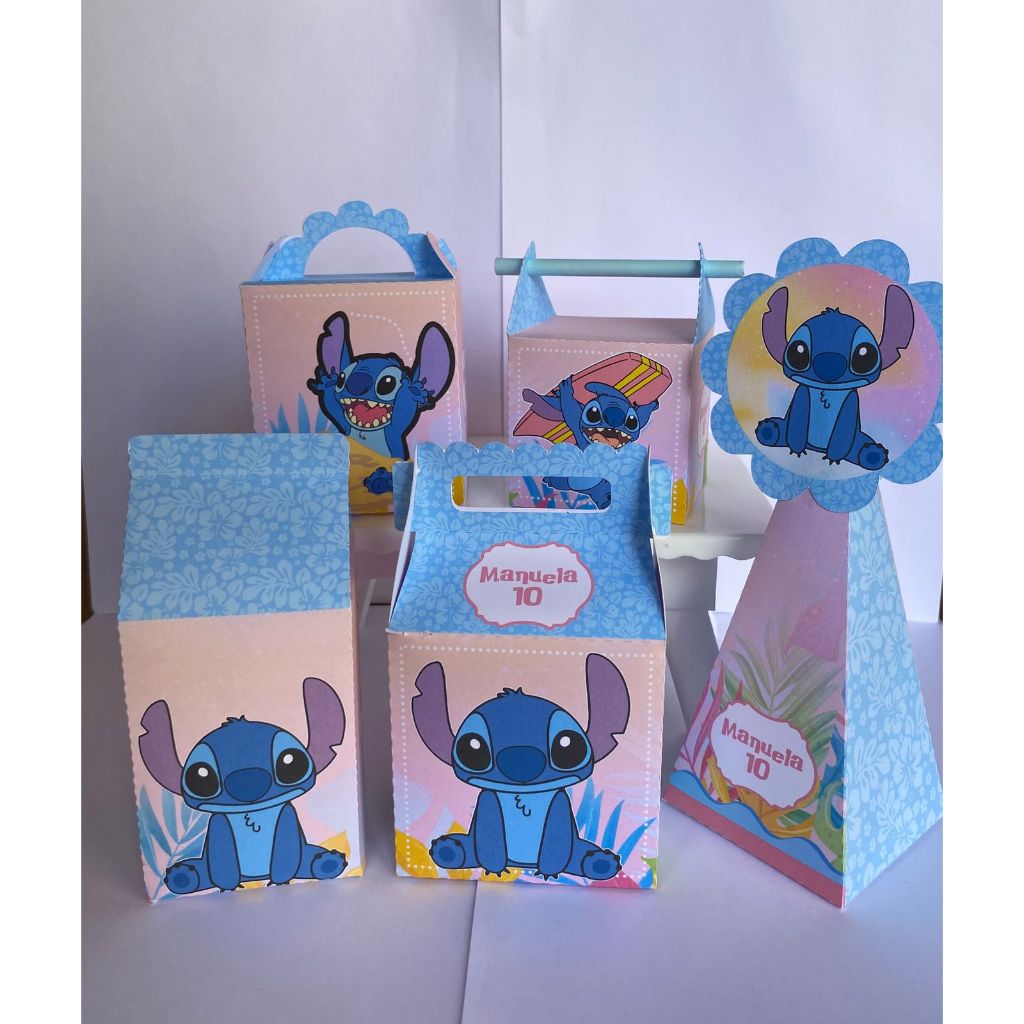 KIT FESTA Stitch  Personalizado Pegue e Monte Lembrancinhas - Aniversário - Caixinha Personalizadas