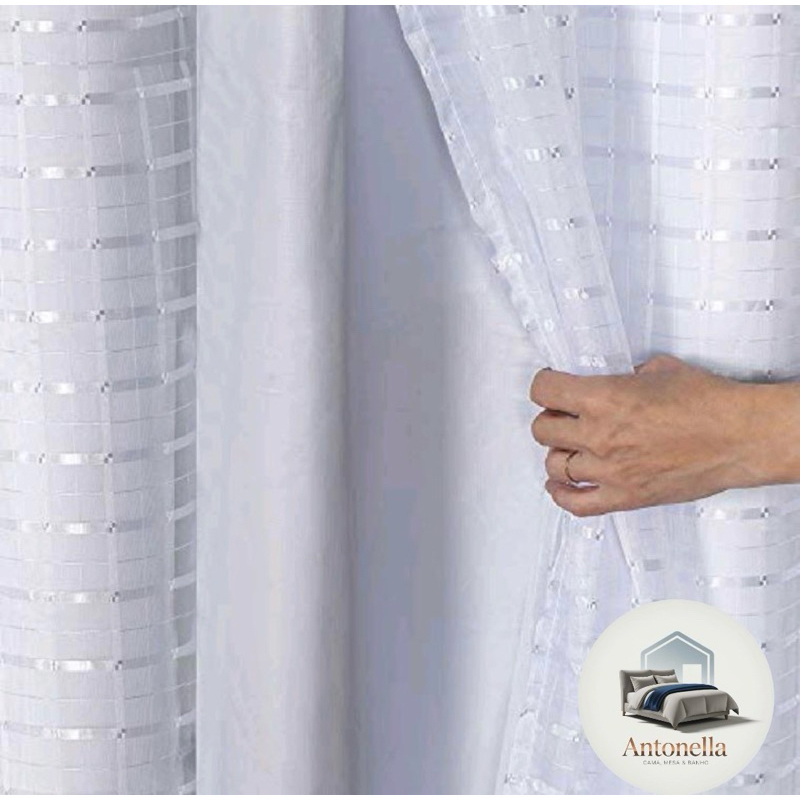 cortina blackout pvc com tecido voil 3,00 x 2,80 xadrez em Oferta na Shopee