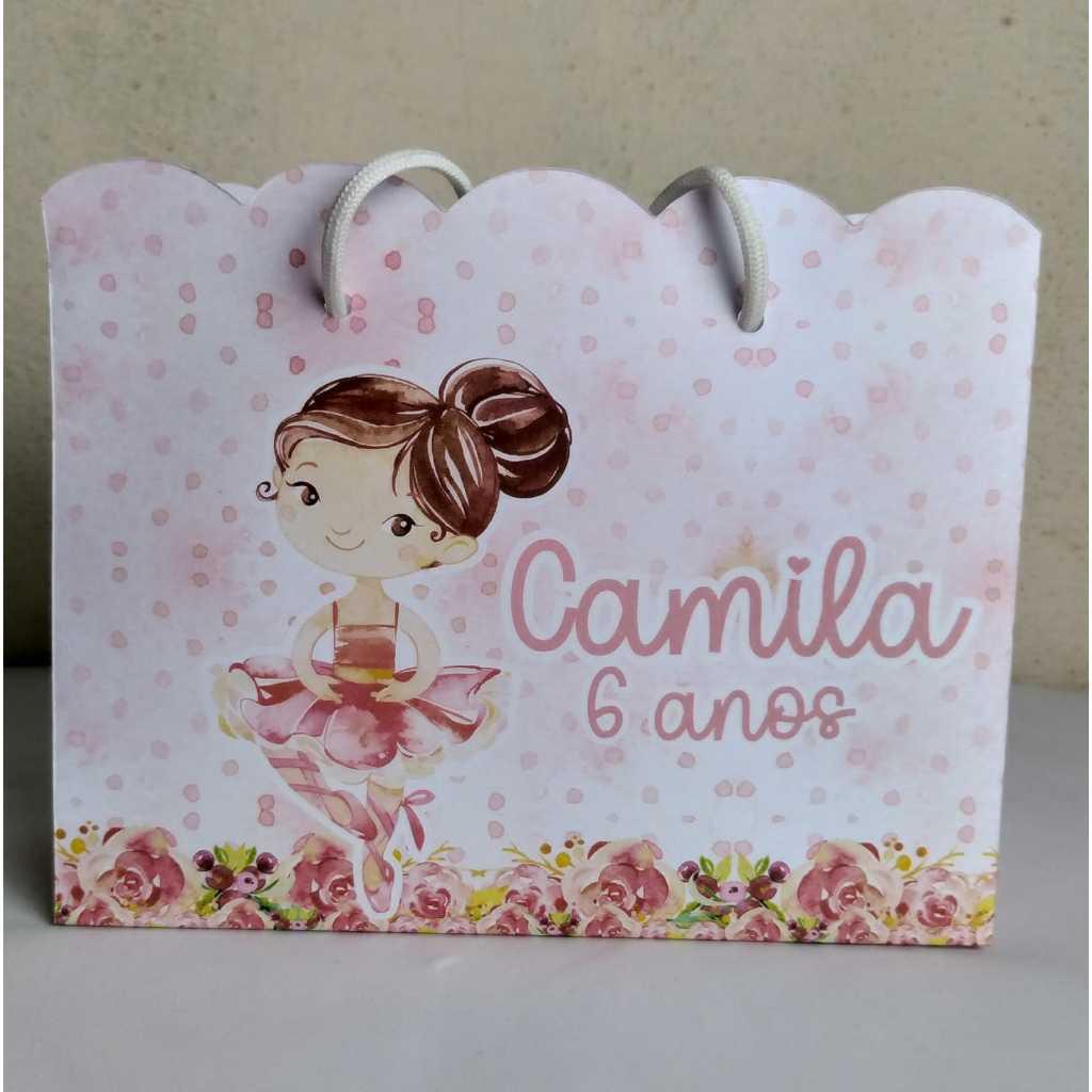 Sacolinha Bailarina Rosa Personalizada Aniversário Infantil Surpresa Lembrancinha Pegue e Monte em Oferta na Shopee