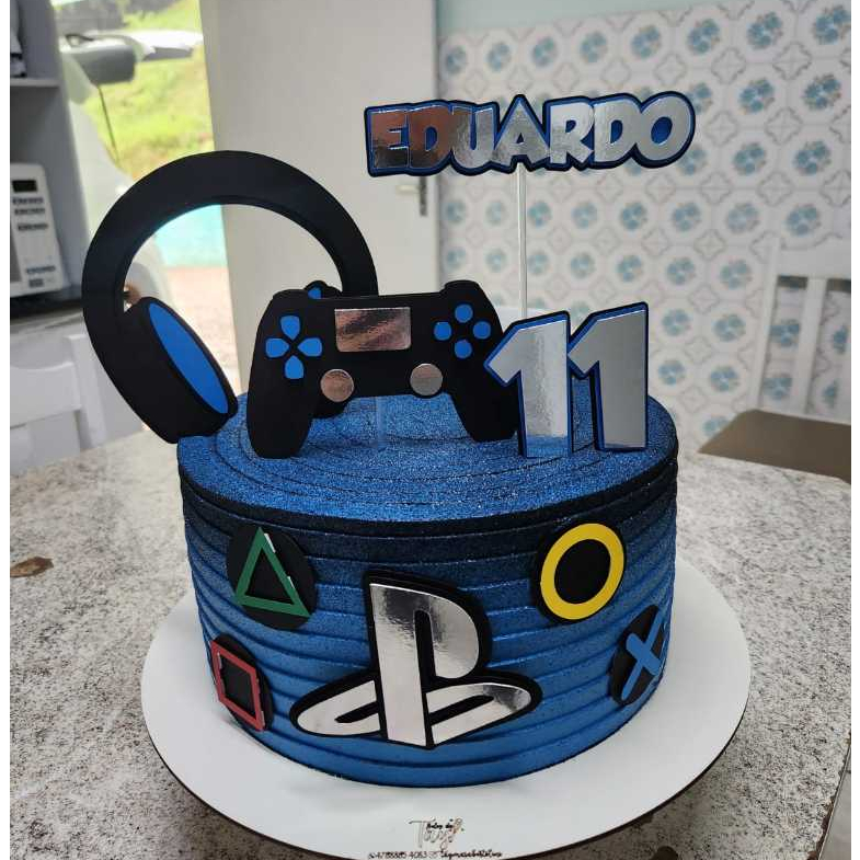 Topper Topo de bolo PlayStation/ Video Game Personalizado em Oferta na Shopee