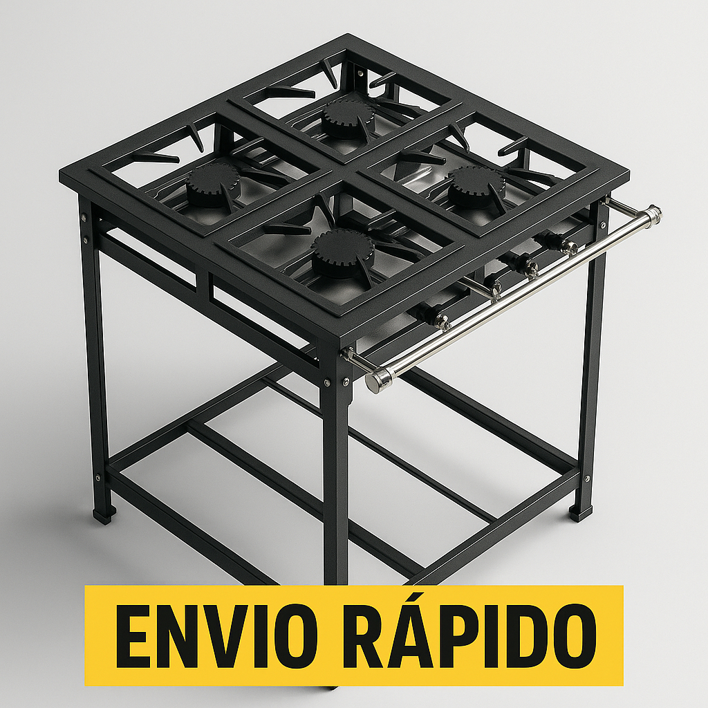 Fogão Industrial 4 Bocas Queimadores  Ferro fundido Grelha Aço de Carbono 30x30 Alta Pressão P5 em Oferta na Shopee