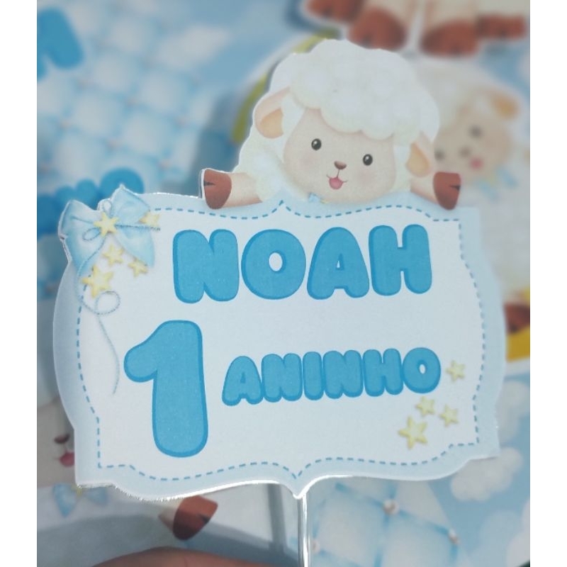 Kit Festa Personalizado Infantil Ovelhinha azul Só um Bolinho Mesversário Aniversário