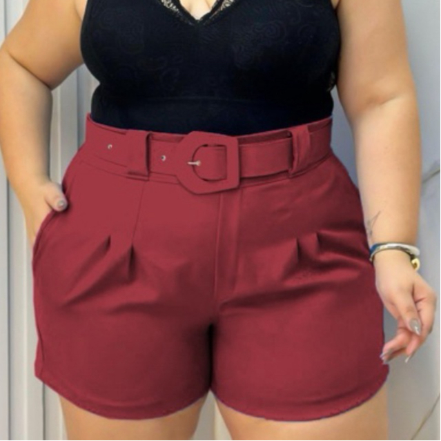 Short Alfaiataria Plus Size Bermuda Feminina Plus Size Social Plus Dia Das Mães