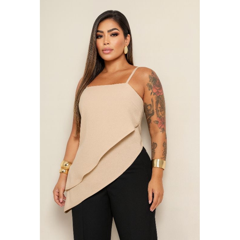 Blusa Alcinha Crepe caimento assimétrico camadas Blusa Social Assimétrica em Oferta na Shopee