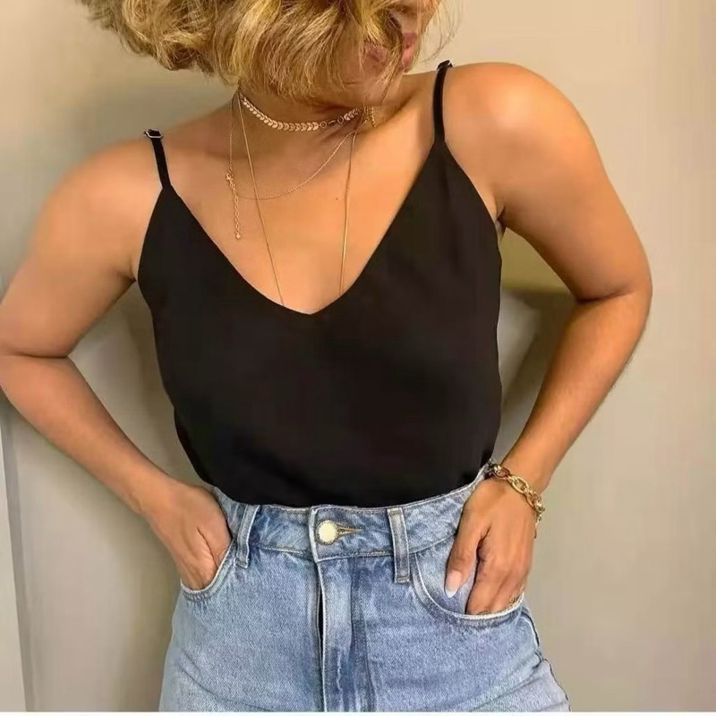 Blusa Feminina Regata Alça Fina Regatinha  Blusa Alcinha Regatinha Basica Crepe Premium Verão Varias Cores