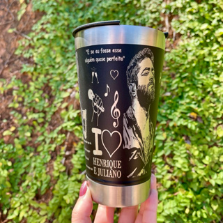 Copo Térmico Personalizado 360° HENRIQUE E JULIANO  Gravado A Laser 473ml em Oferta na Shopee