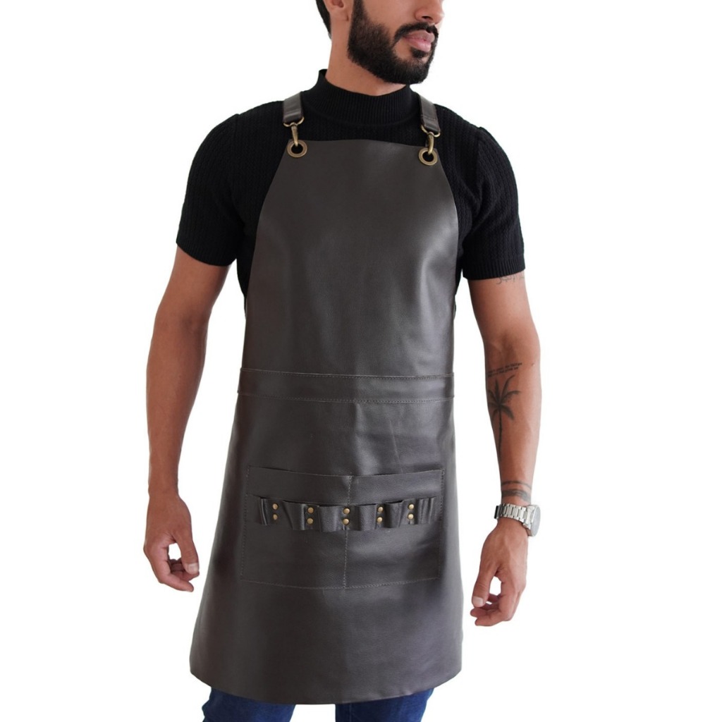 Avental Profissional em Couro Legítimo – Ideal para Barbeiro, Churrasco e Gastronomia
