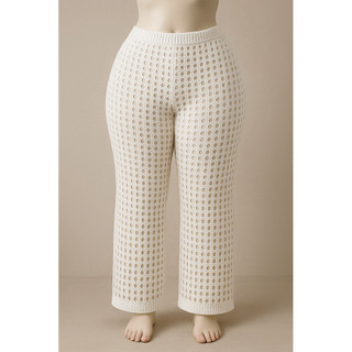 Saída de Praia Calça Tricot Crochê Vazada Transparência Chic M até G