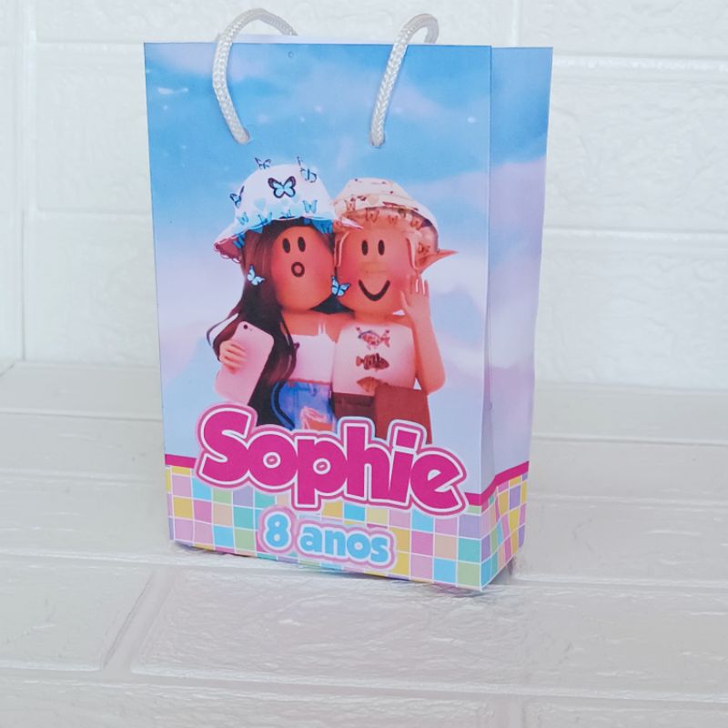 10 Sacola Roblox Rosa Personalizada para Aniversário PEGUE E MONTE