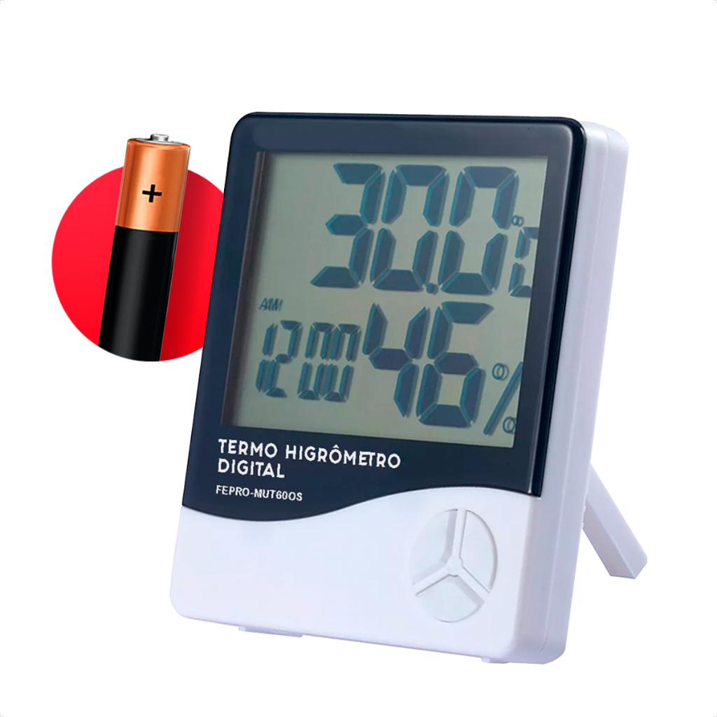 Termo Higrometro Sensor Medidor de Temperatura Umidade do Ar Relogio Digital
