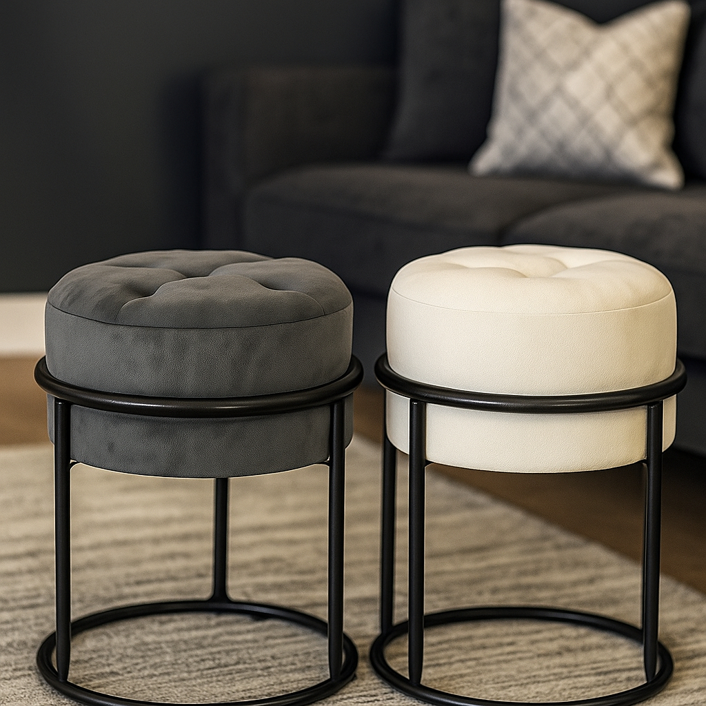 kit 2 Puffs Banqueta Argola Capitone Decoração de Sala Banquinho de Penteadeira em Oferta na Shopee