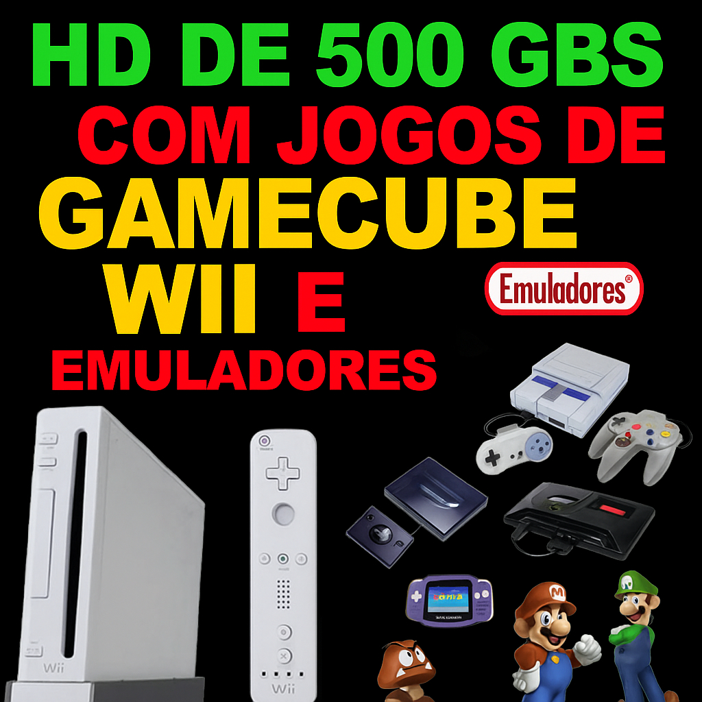 Nintendo wii  tunado  hd 500 48.000 jogos - jogos wii , game cube, super nintendo, nintendo 64 , mega drive , nes , gba
