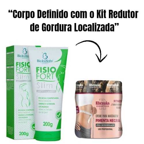 Kit Redutor de Medidas Emagrece Fisio Fort Slim Bio Instinto e Pimenta Negra