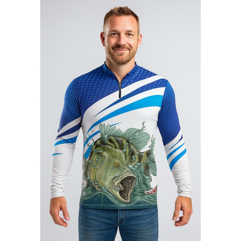 Camisa de Pesca Proteção Solar Uv50 Blusa Com Tecido Dry fit Camiseta Peixe DE Pescaria Com Zíper Lançamento