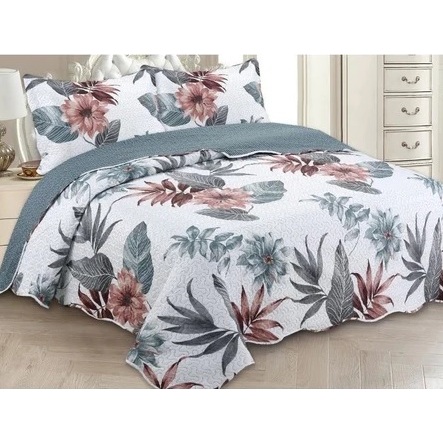 Cobre Leito colcha Casal Dupla Face 3 Peças com Fronhas Estampas Sortidas Decoração