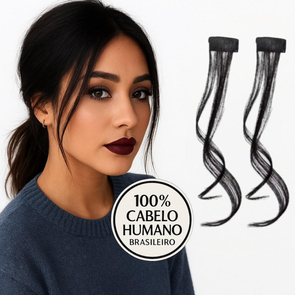 Franja Lateral + Frontal | Aplique Tic-Tac Mecha em Cabelo Brasileiro 100% Humano - 2 Un (Par) em Oferta na Shopee
