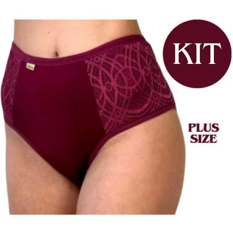 Kit Calçola de Algodão Calcinha Cós Alto Feminina Cotton Plus Size Cintura Alta Senhora Qualidade em Oferta na Shopee