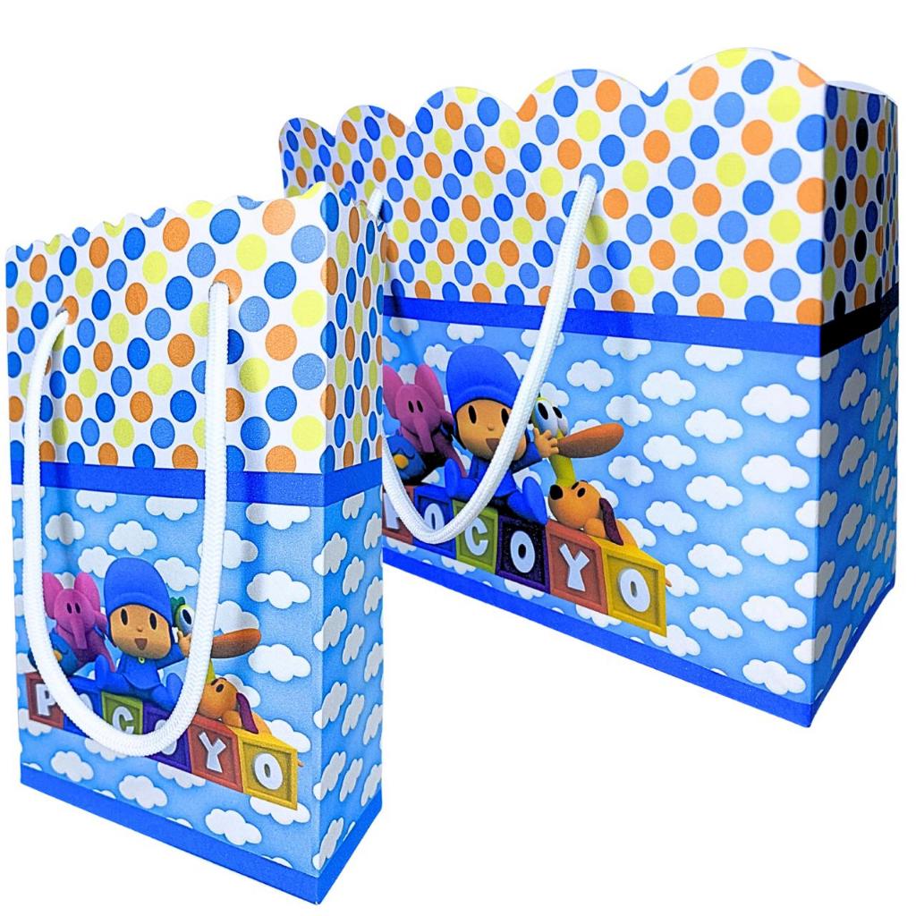 Sacolinha Personalizada Pocoyo Sacolinhas para Lembrancinha de Aniversário Infantil Pegue e Monte Sacolas Bolsinha Bolsa