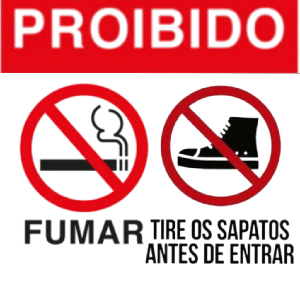 Adesivo Proibido Fumar Tire os Sapatos Antes de Entrar Aviso 25x20cm