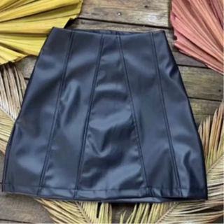 Saia couro Saia curta feminino Saia cintura alta em Oferta na Shopee