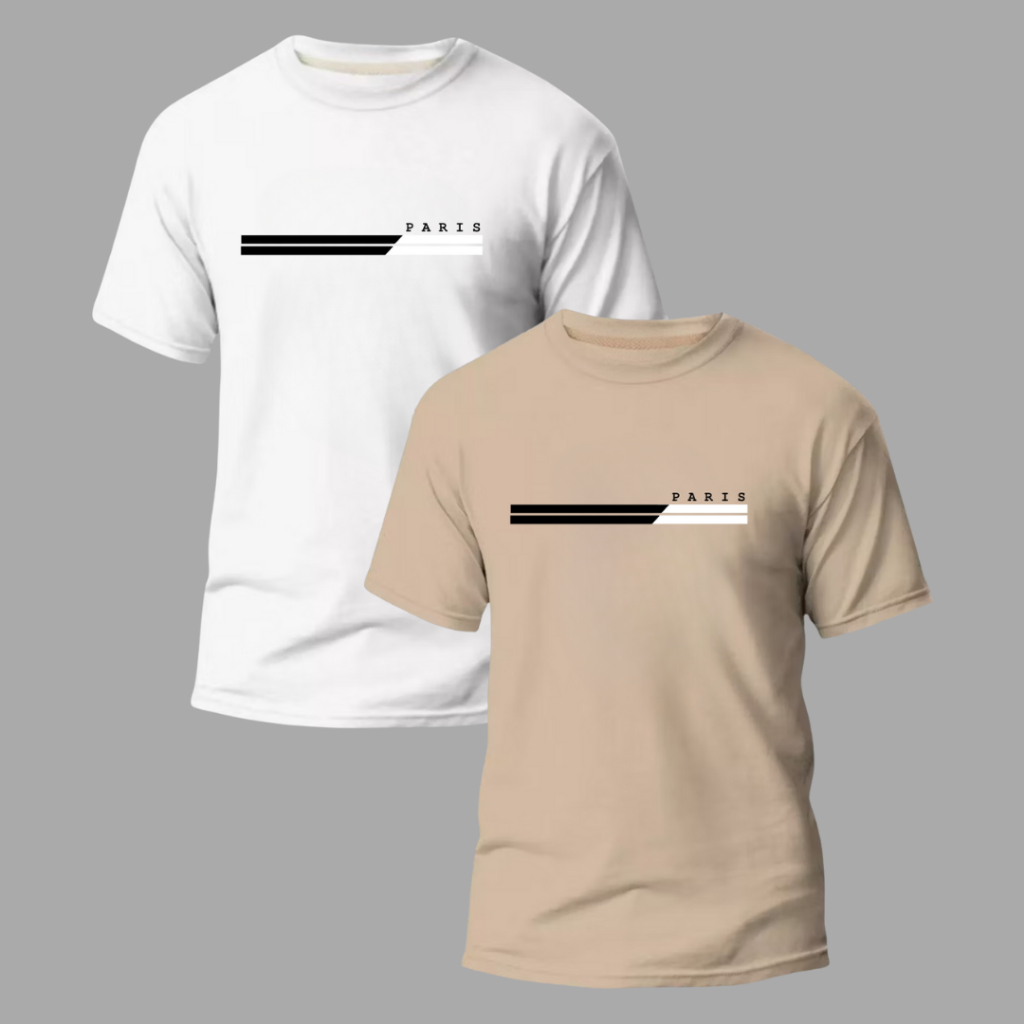 Kit 2 Camisas Masculinas Streetwear 100% Algodão Confortável Casual Academia Paris