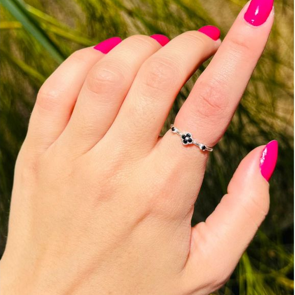 Anel Trevo Zirconia Preta 925 Legitima