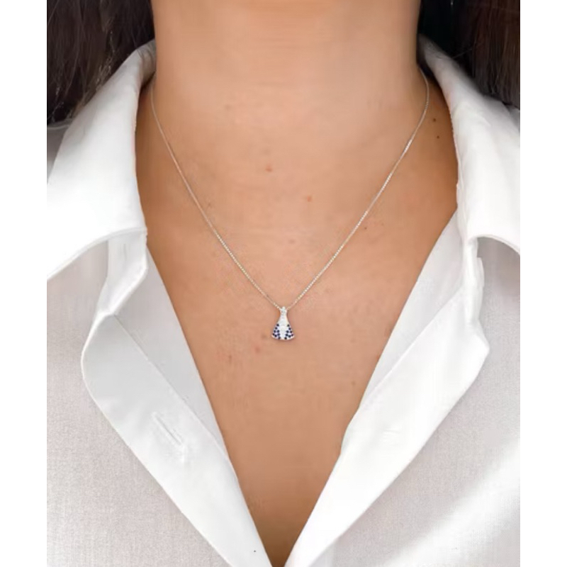 Colar com pingente Nossa Senhora Aparecida Mini Prata 925 (corrente V12 de 45cm)