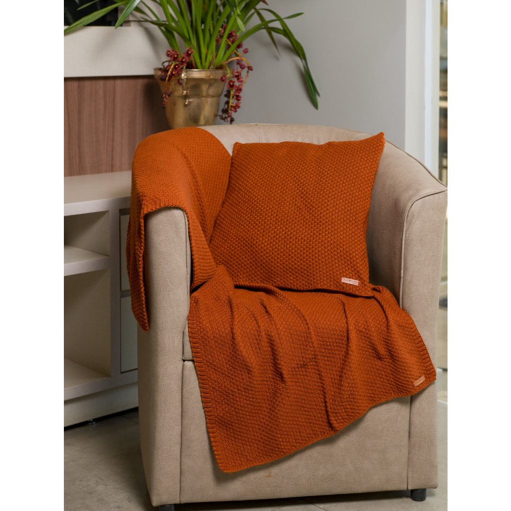 Kit 2 Peças Decoração Peseira Manta Sala Sofá Poltrona Cama Casal Solteiro Tricot + 1 Almofada em Oferta na Shopee