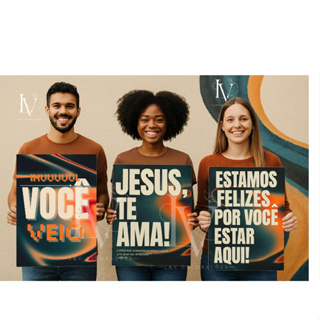 Kit 3 Placas Decorativas Religiosas Personalizadas "Jesus te ama" e "Estamos felizes por estar aqui" colorido em Oferta na Shopee