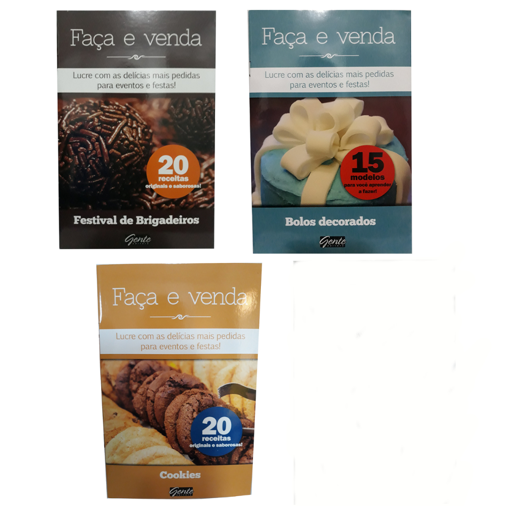 Coleção Faça E Venda Receitas De Bolos, Brigadeiros, Cookies com 3 Livros