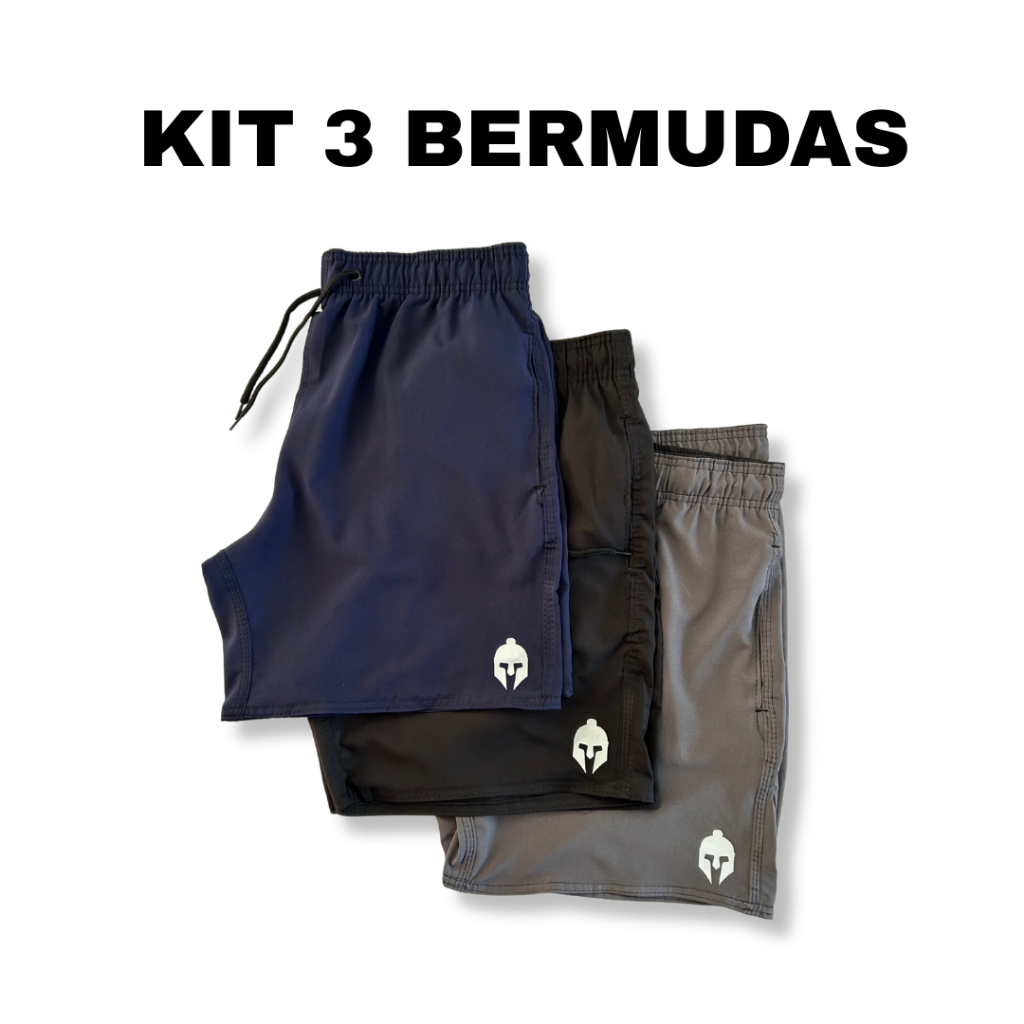 KIT 3 BERMUDAS MASCULINAS TREINO ACADEMIA MUSCULAÇÃO CORRIDA ESPORTE SHORT