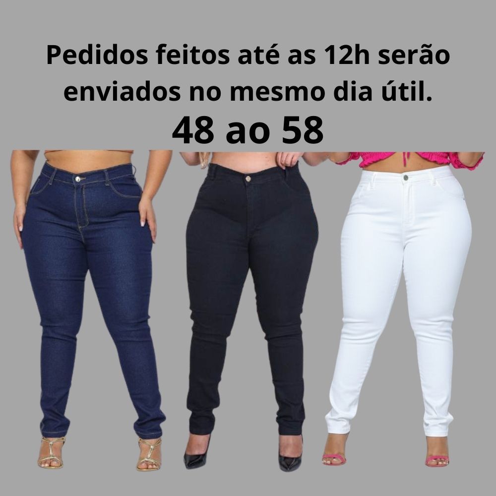 Calça Jeans Branca Infermagem feminina plus size elastano premium cintura alta lycra strech curve em Oferta na Shopee