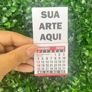 Mini calendário 2026 com imã de geladeira - Personalizamos com a imagem que você escolher