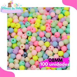 Miçanga 8mm Bola Plástica Candy Colors Furo Passante para Artesanato em Oferta na Shopee