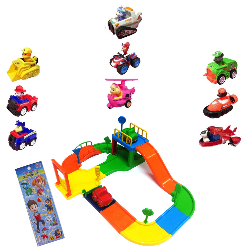 Kit 9 Carrinhos Patrulha Canina Fricção Brinquedos Coleção Pista e Adesivos em Oferta na Shopee