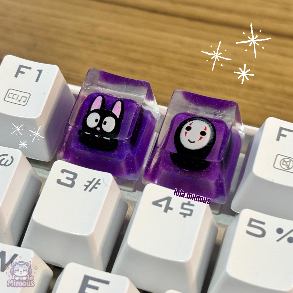 Keycap Jiji/No-Face Inspiradas no Studio Ghibli - Tecla personalizada para teclado mecânico