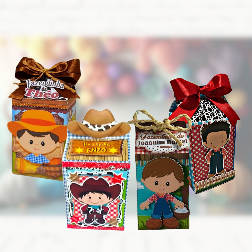 kit  caixa milk personalizada a fazendinha lembrancinha sitio fazenda boiadeiro campo papel 230g
