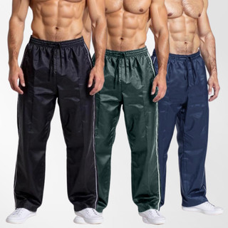 Kit 3 Calça Tactel Masculina Roupa De Academia Calças Tectel Masculina Esportiva Lisa Calça Larga