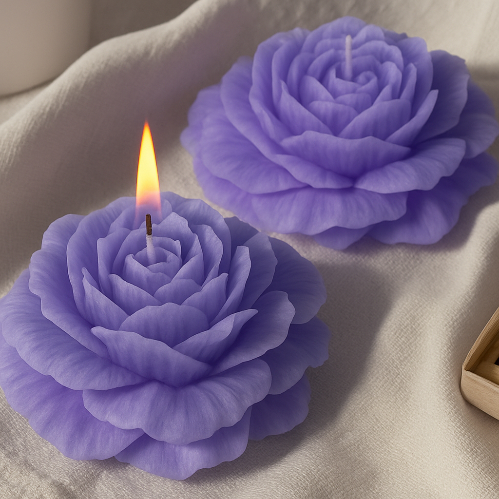Vela Rosa Peônia Decorativa Todos Aromas Grande 100g Kit 5 Unidades Premium para Festas Casamentos Eventos