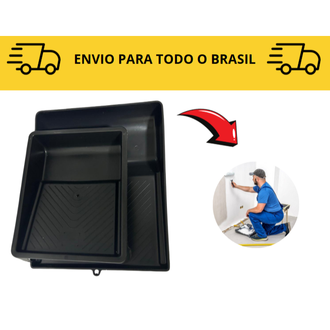 Kit Bandeja para pintura 1000ml / 23cm com suporte de até 1000ml grande / plástico preto