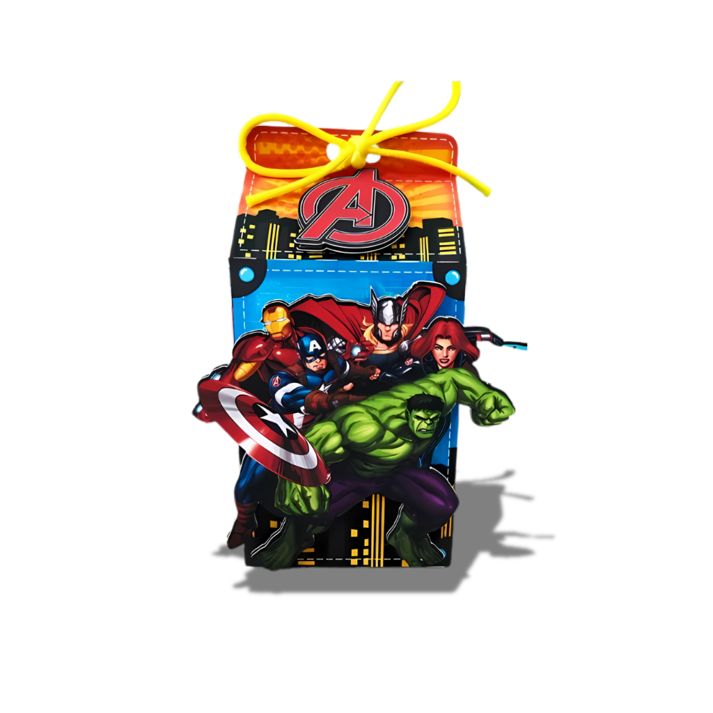 KIT 10UN Caixinhas 3D personalizadas Vingadores Herois  Milk, Piramide, Bala Papel foto 230g caixa em Oferta na Shopee