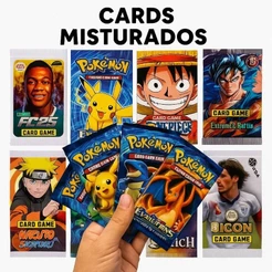 Kit 400 Pacotinhos de Cards Sortidos Misturados Naruto Pokemon Sonic Fifa Revenda Presente Colecionar Bafo