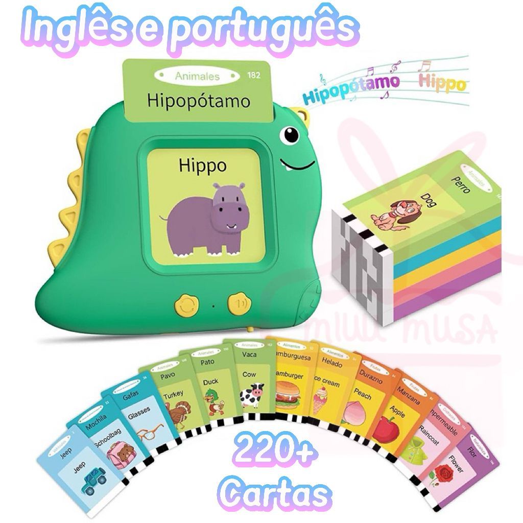 Pronúncia Portátil Máquina De Cartões De Aprendizagem Oral Kids Educational Toys（Português e Inglês) em Oferta na Shopee