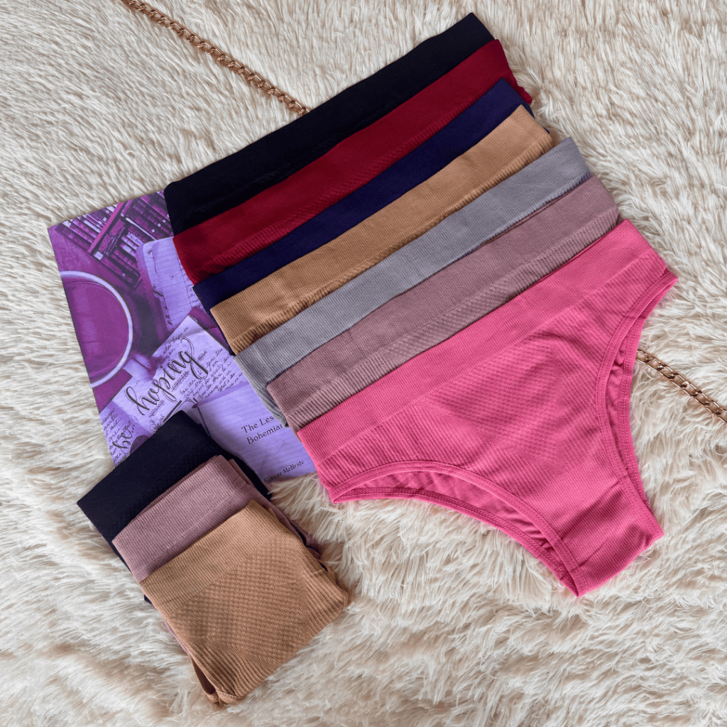 Kit com Calcinhas Conforto Texturizada Poliamida Premium Canelada Super Macio Tanga Lingerie em Oferta na Shopee