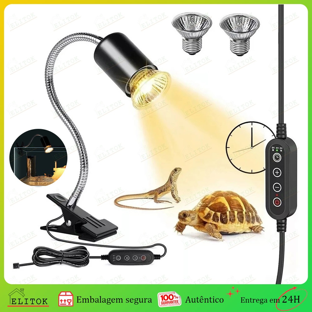 Aquecedor para Aquário com Lâmpada de Aquecimento para Répteis Inclui Uva Uvb 2 Lâmpadas 110V/220V em Oferta na Shopee