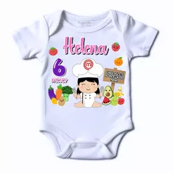 Body bebe personalizado Chega de tetê agora eu quero papar tematico com nome e mês Introdução Alimentar