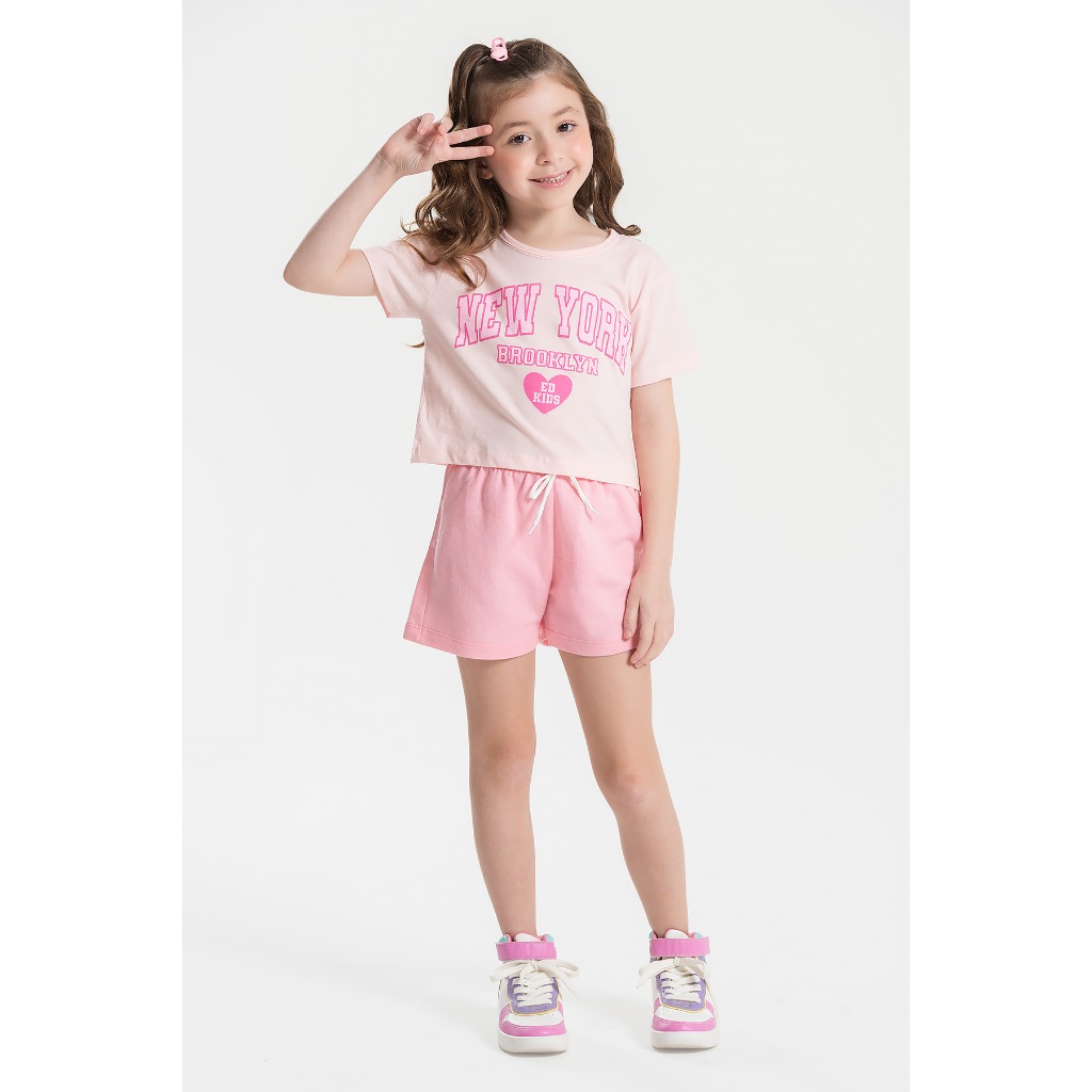 Conjunto Infantil Verão Feminino Cropped 2 ao 14 Anos Menina - Pronta Entrega - Nova Combi...