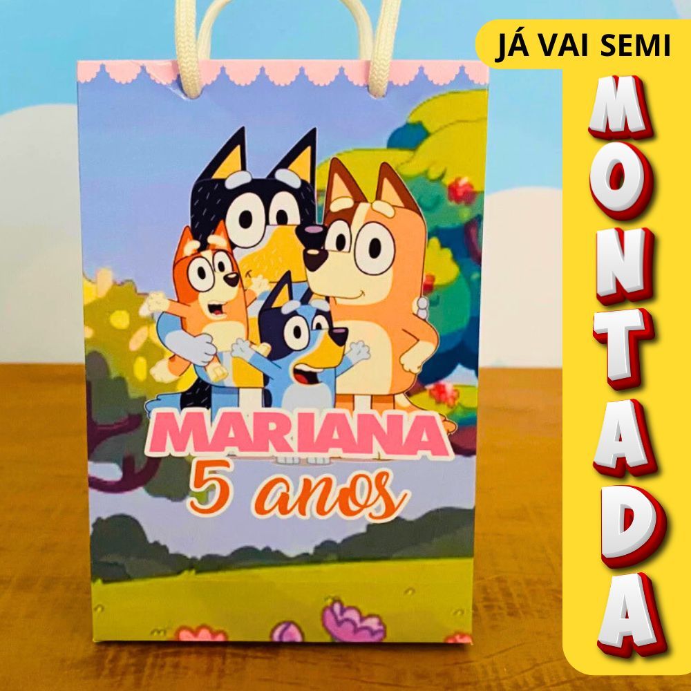 20 Sacolinha Surpresa Personalizada Lembrancinha BLUEY MENINA - JÁ VAI MONTADA Sacola surpresa  vai com Nome e Idade