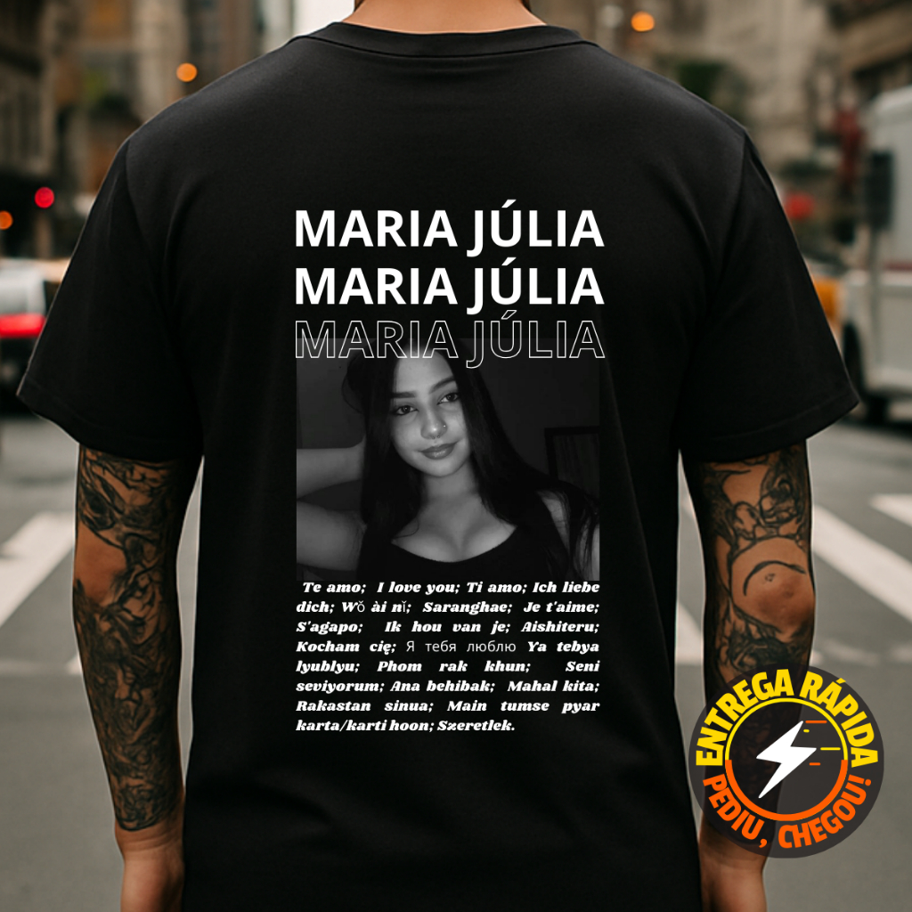 Camiseta Casal com Nome e Foto Casal Namorada Blusa Tiktok