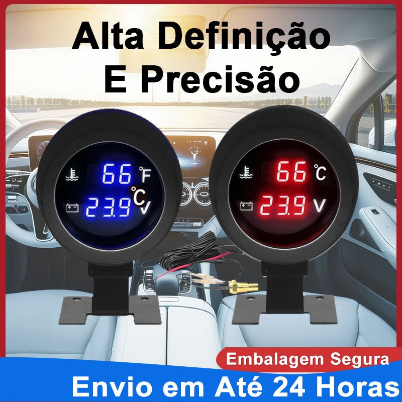 Medidor de Temperatura de Água + Voltímetro 2 em 1 Automotivo Universal com Sensor em Oferta na Shopee